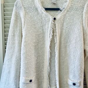Women's Fashion Avenue Sweater Jacket.  Creamy White, Size Large.